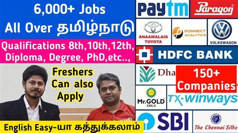 Jobs Vacancy Jobs In Tamil Freshers Jobs Haritalkiesinfo YouTube