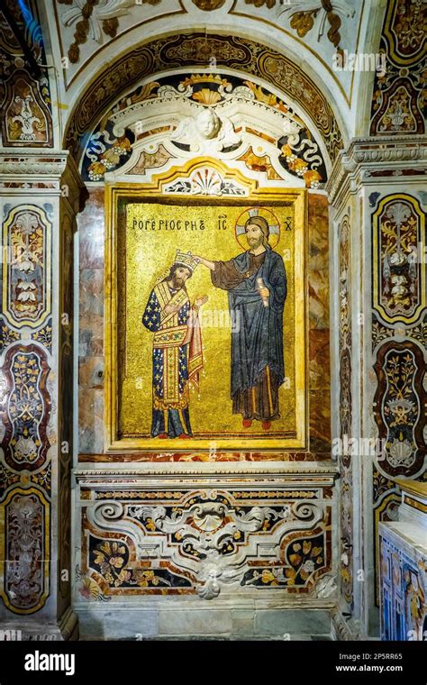 Byzantine Mosaic Depicting The Divine Coronation Of Roger Ii Of Sicily