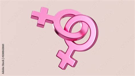 Two Female Sex Symbols On Light Pink Background Venus Symbol For Women