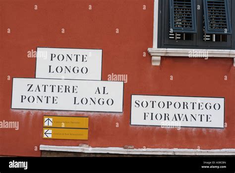 Street signs in Italian in Venice Stock Photo, Royalty Free Image ...