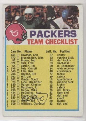 Topps Team Checklists Green Bay Packers Two Stars On Front Ebay