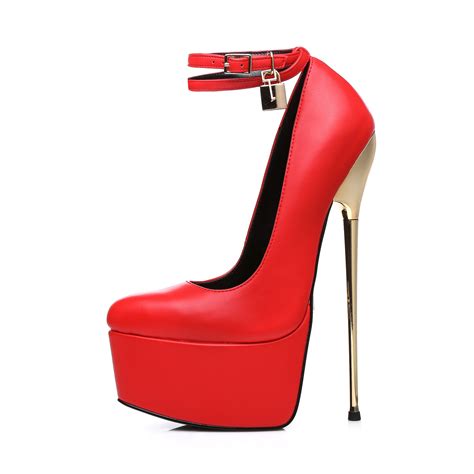 Red Essence Giaro Slick Platform Pumps With Locking Ankle Strap