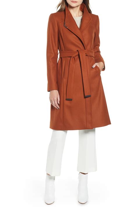 Ted Baker Long Belted Wrap Coat In Brown Lyst