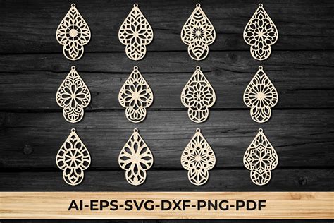 Earrings Jewelry Svg Laser Cut Bundle Gr Fico Por Laijuakter Creative