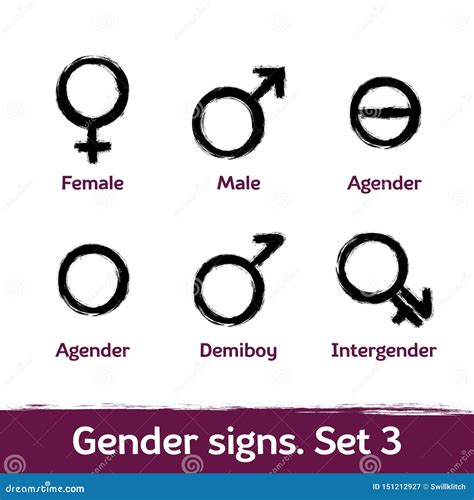 Gender Signs Drawn With Brush Lgbt Icons For Sex Diversity And