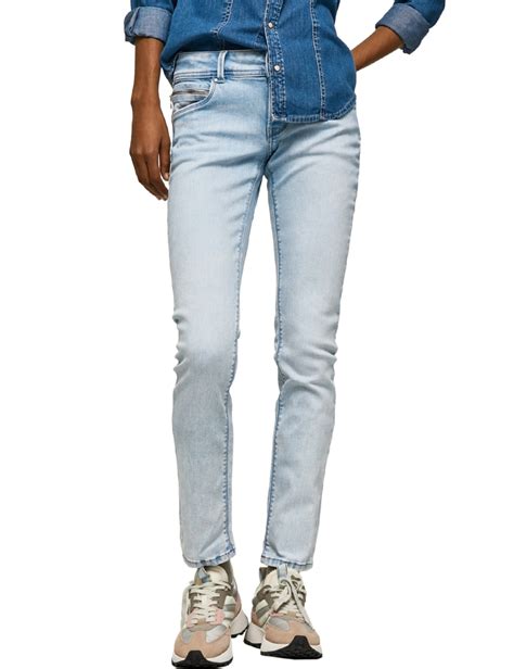 Blugi casual Pepe Jeans cu capse și fermoar albastru pl393243