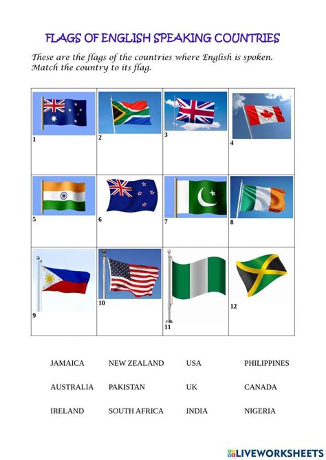 Symbols Of English Speaking Countries Worksheet Live 49 Off