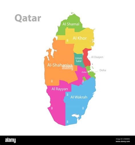 Qatar Map Administrative Division Separate Individual Regions With