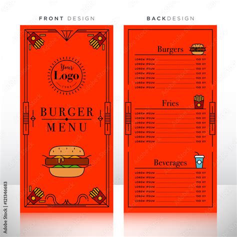 Burger Menu Design Template Stock Vector | Adobe Stock