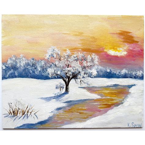 Winter Landscape Oil Painting Snow Scene Painting Snow Forest - Etsy