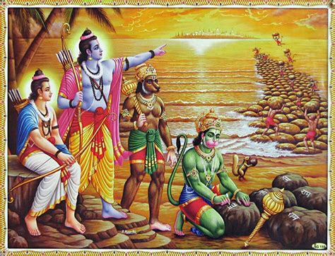 Hanuman And The Vanar Sena Build A Bridge Of Rocks Across The Sea To Lanka