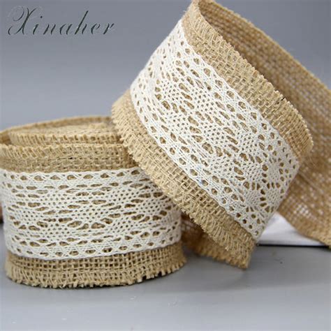 Cmx M Roll Lace Edged Hessian Ribbon Sisal Lace Trims Jute Burlap