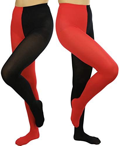 Tobeinstyle Womens Two Toned Jester Tights Wreinforced Toe One Size