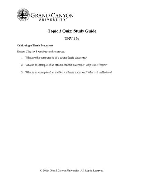 UNV 104 RS T3 Quiz Study Guide UNV 104 Topic 3 Quiz Study Guide