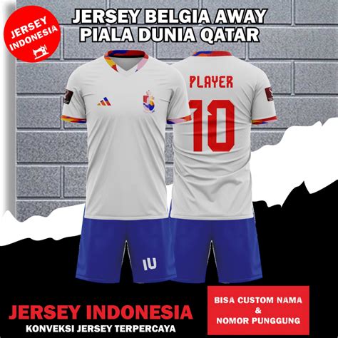 Jual Jersey Sepak Bola Timnas Belgia Away Setelan Jersey Piala Dunia