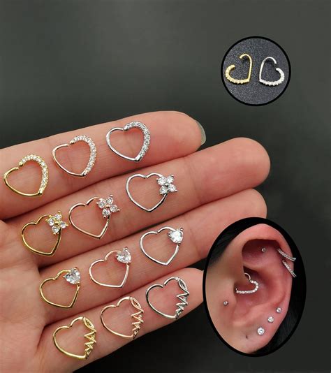 20G Heart Shaped Daith Earring Heart Daith Tragus Helix Piercing Hoop