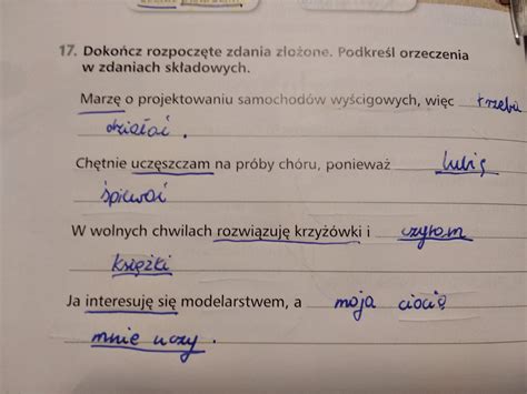 Doko Cz Rozpocz Te Zdania Z O One Podkre L Orzeczenia W Zdaniach