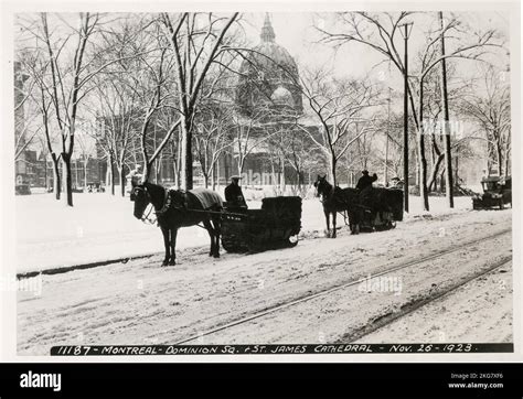 Early 20th Century Press Print Canada Horse Drawn Sleighs In Snow