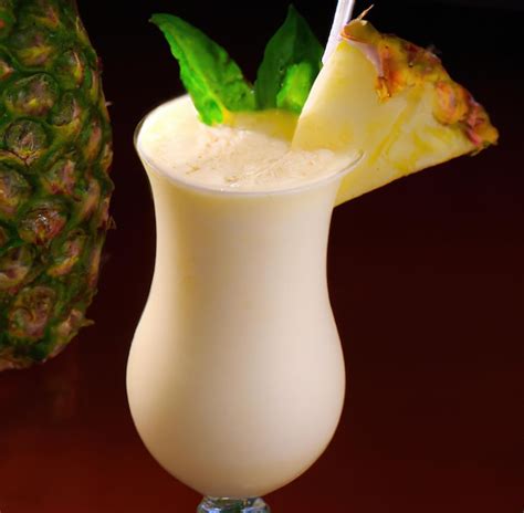 Premium Ai Image Close Up Of Pina Colada Drink Over Pineapple Created Using Generative Ai