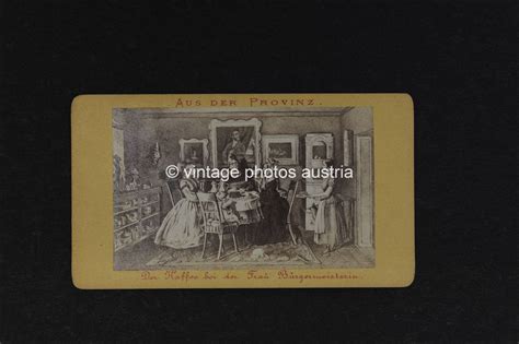 CDV Kaffee bei Frau Bürgermeisterin Zeichnung um 1890 Heinrich Sommer