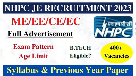 Nhpc Je Recruitment Nhpc Je Syllabus Exam Pattern Youtube