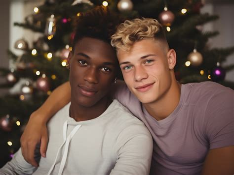 Un primer plano de una pareja en la víspera de navidad Foto Gratis