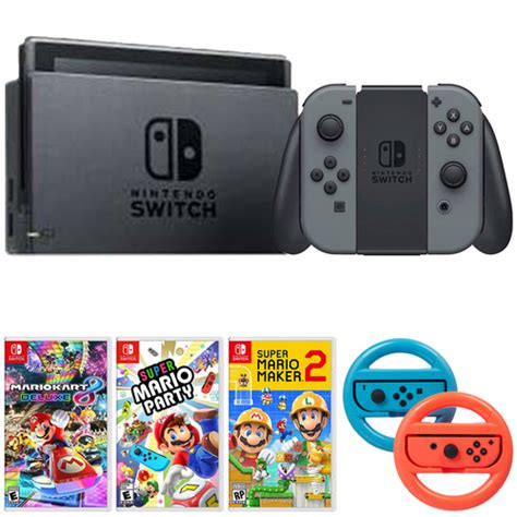 Nintendo Switch 32 Gb Console W Gray Joy Con Super Mario Bundle