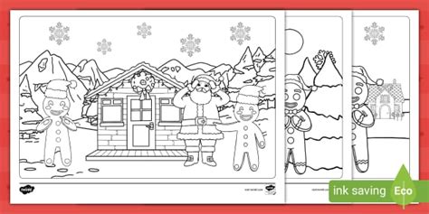 Christmas Gingerbread People Colouring Pages Teacher Made