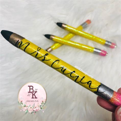 Glitter Personalized Gel Pens Custom Pens Custom Epoxy Etsy