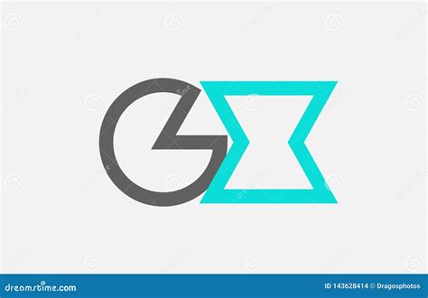 Blue Grey Alphabet Letter Gx G X Combination For Logo Icon Design Stock