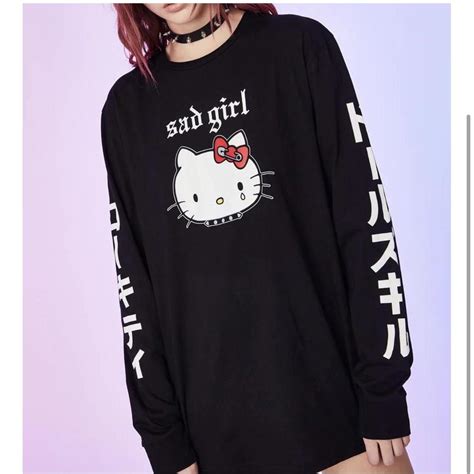 Dolls Kill X Hello Kitty Sad Girl Long Sleeve Depop