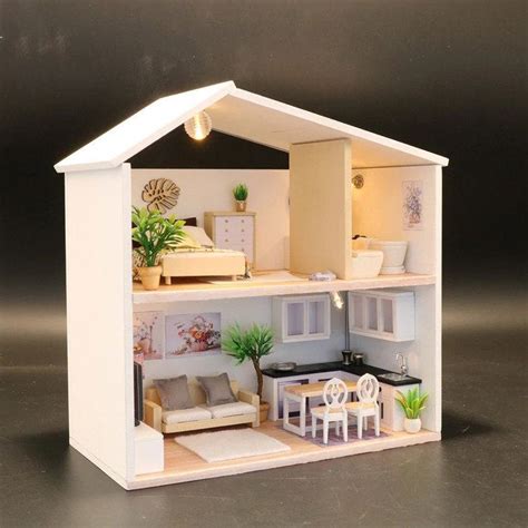 Diy Easy Msd Wooden Dollhouse Model Two Storey House Furniture Etsy