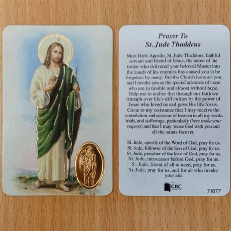 National Shrine Of Saint Jude Saint Jude Prayer Card And Foil Medal