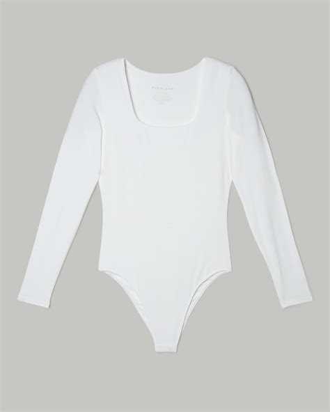 The Long Sleeve Supima® Square Neck Bodysuit White Everlane