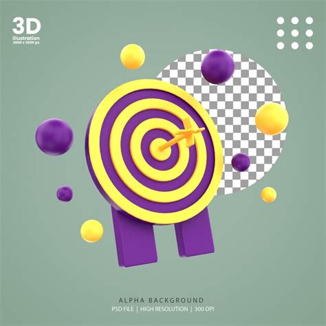 Ilustração de alvo de negócios de renderização 3d PSD Premium