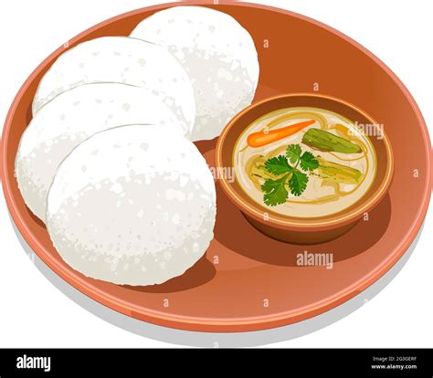 Vector Illustration Of Idli South Indian Main Breakfast Item Which Is