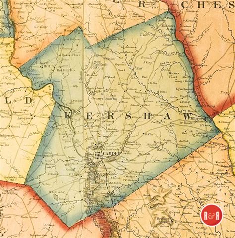 Coltons 1854 Map Of Kershaw County Kershaw County