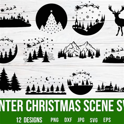 Winter Scene Svg Etsy