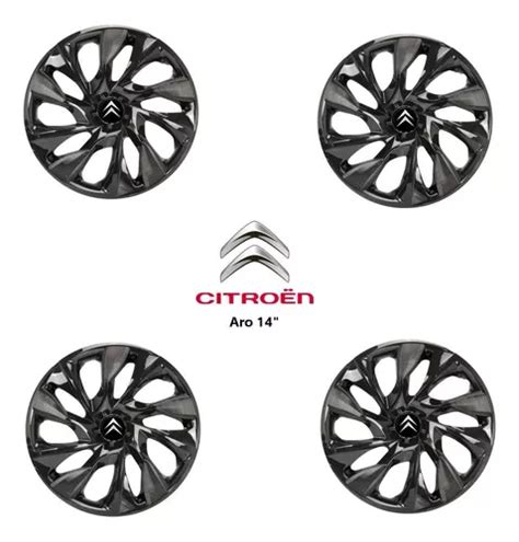 Calota Citroen C Black Emblema Aro Kit Mercadolivre