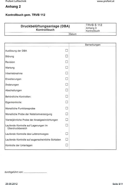 Wartungsprotokoll Rwa Muster