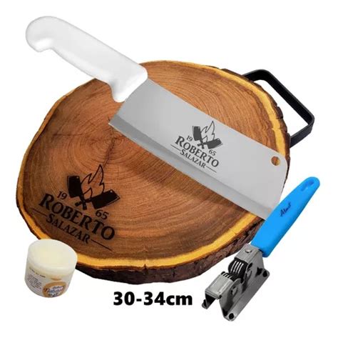 Kit Parrillero Tabla Mezquite Machete Personalizado Láser Meses sin