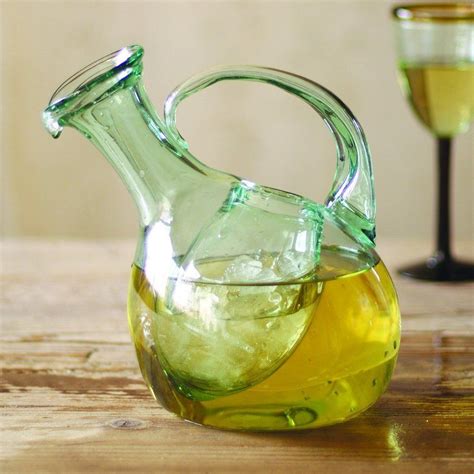 Tilted Glass Wine Carafe Decanter Pitcher With Ice Pocket Chamber Aerator Kalalou Wine