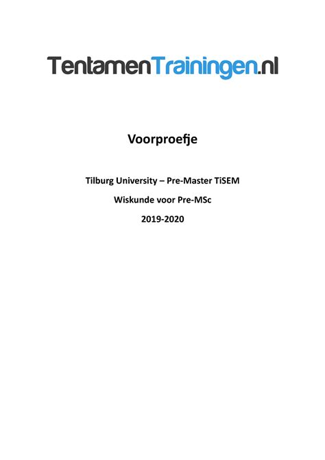 Tentamen 8 Januari 2019 Vragen En Antwoorden Voorproefje Tilburg