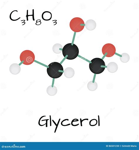 Glycerol Glycerine Molecule Structural Chemical Formula And M Cartoon Vector Cartoondealer