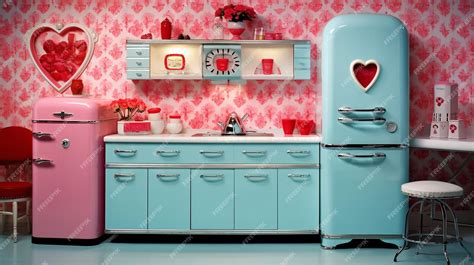 Premium Photo Kitschy Kitchen Love A Retro 50s Kitchen Scene