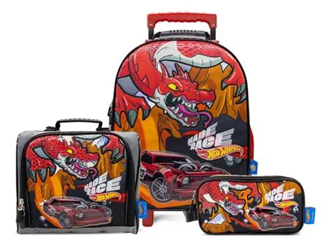 Mochila Hot Wheels Lonchera Cartuchera Htw Rojo Cuotas Sin Inter S