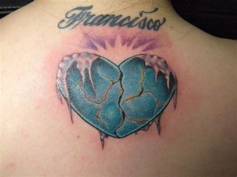 Frozen Broken Heart In Color And Custom Pieces By Heart Tattoo Rose