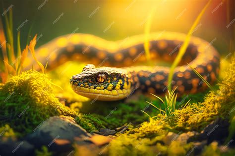Premium Photo Sly Snake Slithering Through The Grass In A Field