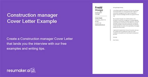 Construction Manager Cover Letter Example Free Guide