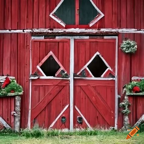 Red Barn Doors For Christmas On Craiyon